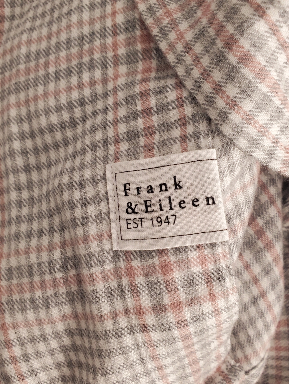 Frank & Eileen Eileen Relaxed Button-Up Shirt in Camel, Cream, Gray Plaid Size S - Picture 6 of 14